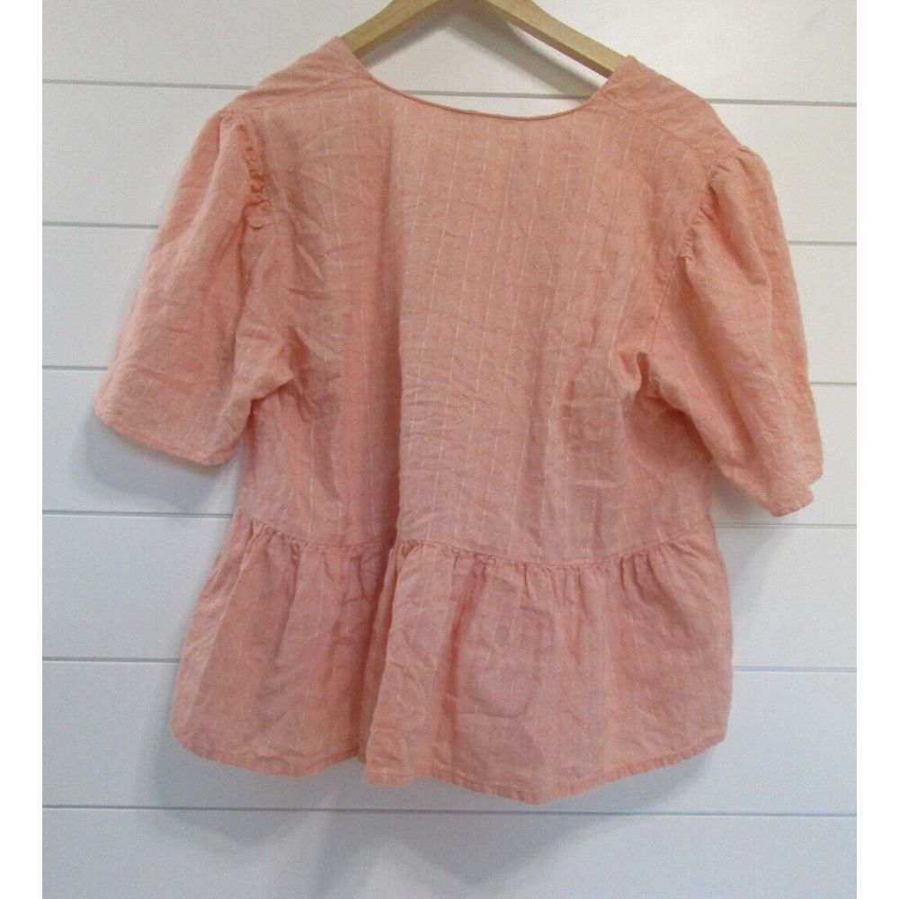 Madewell Peach Linen Peplum Blouse - Picture 5 of 9